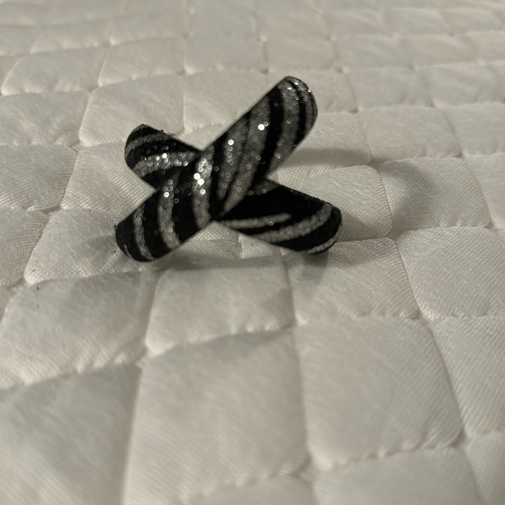 Black/silver glitter hoop earrings